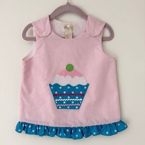 Vintage Rosalina Collection Sweet Pink and Blue Cupcake Gingham Dress, Sz 2T EUC